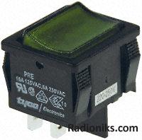 Transparent grn illum on-off switch10/6A