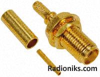 SMA RG174A/U cable crimp bulkhead jack