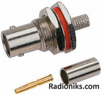 BNC Ni-pl bulkhead jack, 50 ohm, RG58