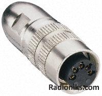 Cable socket,DIN,IP68,360 shielded,6way