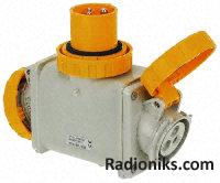 IEC 309 Adaptor,2 way,2P+E, 110V,yellow