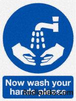 PVC label  Now wash.hands ,200x150mm (1 Pack of 5)
