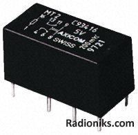 Telecom relay 2c/o 2A, 5Vdc 150mW