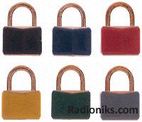 Brass padlock red cover, 5mm shackle