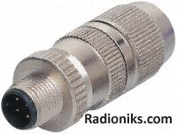 Connector, M12 Ethernet , Strt, M