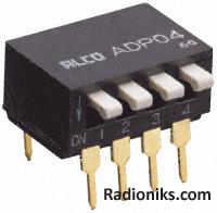 4 way piano actuator dual-in-line switch