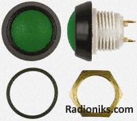 Green round latching switch, 13.6mm