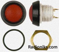 Red round latching switch, 13.6mm