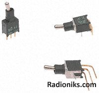 Toggle switch,SP,vert PCB mt,mom-off-mom