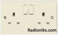 White 13A 2 Gang SP Switch Socket