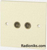 White TV/FM Twin Coaxial Socket