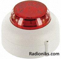 LED Beacon Wht shallow base Red Lens