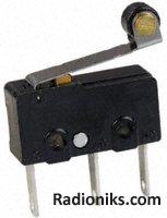 Switch,roller lever,SPDT,PCB term,5A