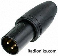 3 Pole Heavy Duty IP67 XLR Plug-Black