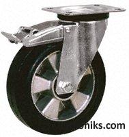 Rubber tyre swivel castor braked,125mm