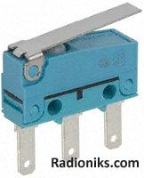 Switch,hinge lever,0.54N,slv con,wire tm