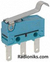 Switch,sim roller lever,RH PCB term,Au
