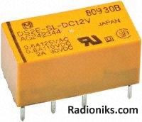 PCB relay,DPDT,2xlatch,200mW,3A 24Vdc