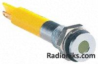 6mm flush bright chrome LED, yellow 2Vdc