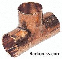 Copper tee end feed coupling 28x28x28mm (1 Pack of 2)