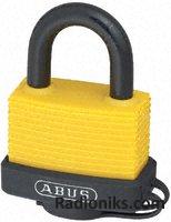 Yellow non-spark aluminium padlock