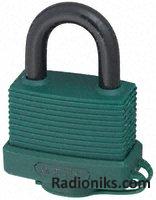 Green non-spark aluminium padlock