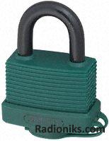 Green keyed alike non-spark padlock