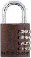 Brown 40mm combination safety padlock