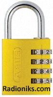 Yellow 40mm combination safety padlock