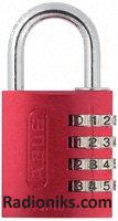 Red 40mm combination safety padlock