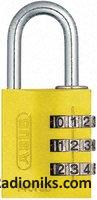 Yellow 30mm combination safety padlock