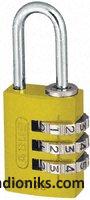 Yellow 20mm combination safety padlock