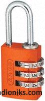 Orange 20mm combination safety padlock