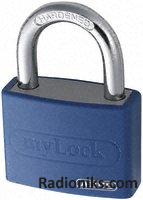 Blue plastic coated aluminium padlock KA