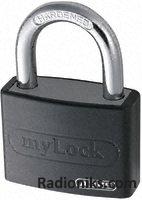 Black plastic coated aluminium lock KA