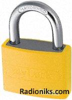 Yellow plastic coated aluminium lock KA