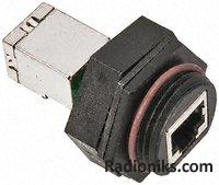 Receptacle square flange IP67 RJ45