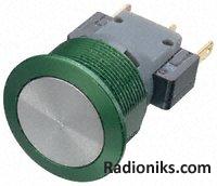 Vandal proof p/b switch,19mm,grn housing