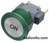 Vandalproof p/b switch,19mm,grn,5A,"ON"