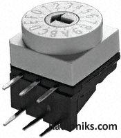 Rotary switch hex inv,R/A,flt,25mA,24Vdc