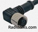 M12 cable,r/a,female to wire,3way, SR 5m