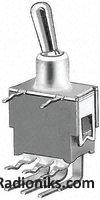 Toggle switch,sub-min,r/angle,DPDT,on-on