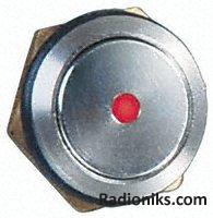 Pushbutton sw,PC trml,SPST-NO,red LED