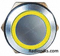 Pushbutton sw,PC trml,SPST-NO,yellow LED